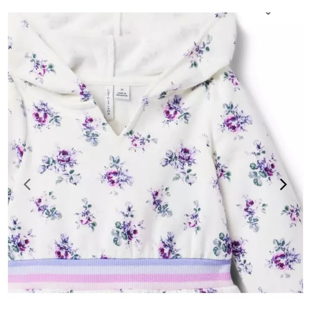 Janie and Jack Floral Hooded Dress Toddler Girls Size 4 White NEW Floral Ruffle - Picture 6 of 6